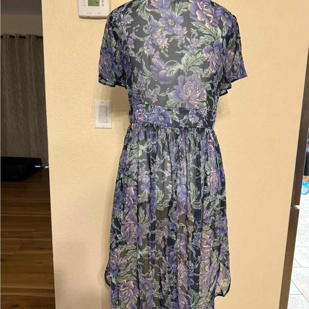 American Eagle Floral Boho Sheer Maxi High Low Chic Cover Up Versatile Dress S